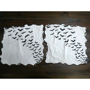 Curious Cynthia Rowley set of 2 Halloween Bat Napkins Embroidered Cotton 16"x15"